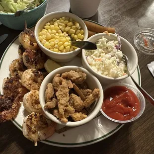 Grilled shrimp &amp; fried crawfish Friday special for $14 (with 2 sides)