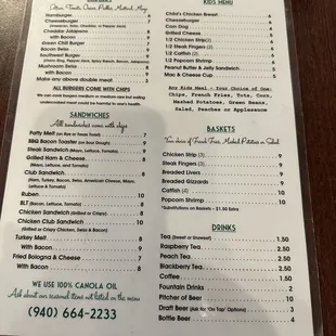 Menu as of Sept. 2023