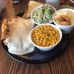 The lunch chicken fry! Oh my gosh! With drink and dessert $8