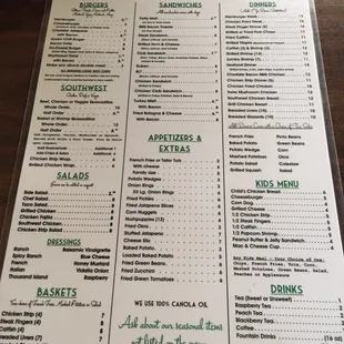 Lunch/Dinner menu