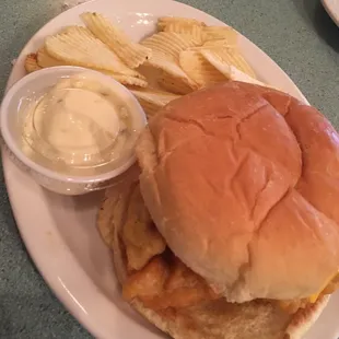 Fish sandwich. Not bad, could have used lettuce and tomato. Toasted bun was really good