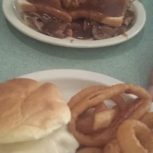 Cafe burger and Hot Roast beef sandwich! Yum!