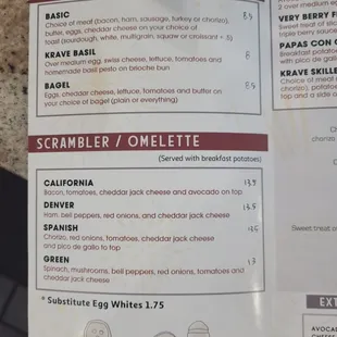 Breakfast menu updated