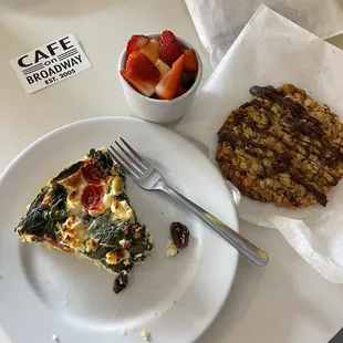 Veggie quiche and colossal cookie (gf).