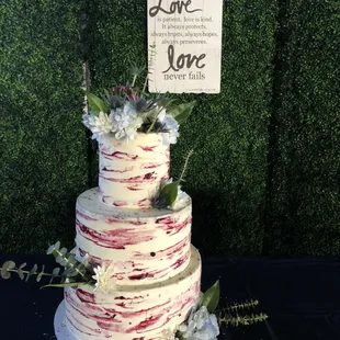 White chocolate wedding cake with blueberry lavender filling!