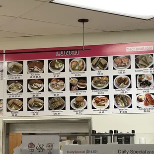 the menu of the restaurant