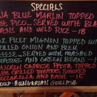 Besides having great burgers this "Specials" menu should give you a good idea of what to expect.