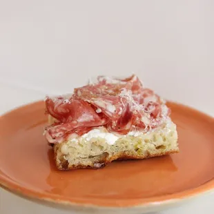 Open face sandwich on housemade focaccia