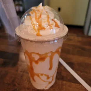 Caramel latte frappe with "whip"!