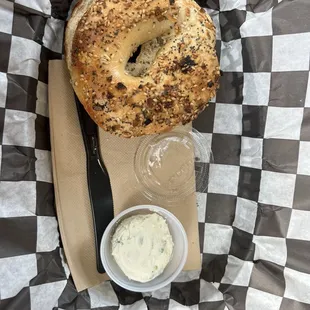 Everything bagel and jalepeno cream cheese