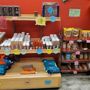 a variety of products on display