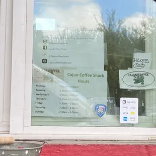 Hours, social handles, $0.50 stickers for sale)