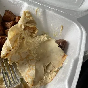 Seafood crepe missing seafood