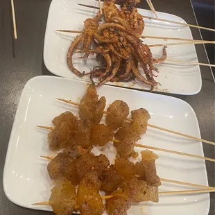 Beef Tendons Grilled, Squid Tentacles Grilled