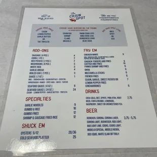 menu
