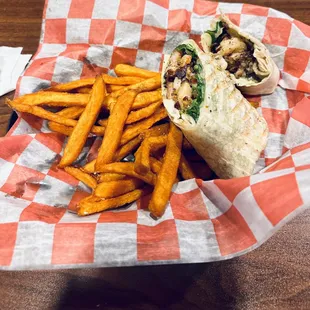 Grilled shrimp and bacon wrap