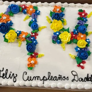 a cake decorated with flowers