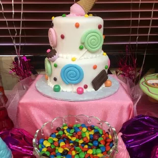 a cake with candy and candies