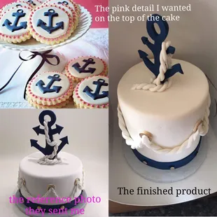 The reference photos we exchanged and the finish product