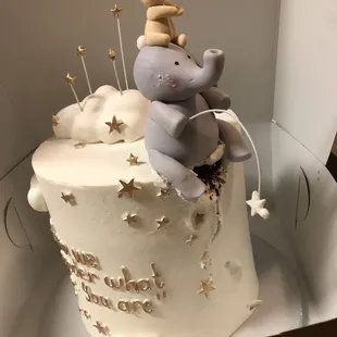 We tried picking up the elephant and putting it back on and this is what resulted.