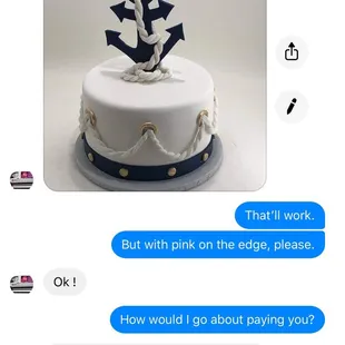 1/3 of the conversation for my order. This also shows they require a 50% deposit on custom orders.