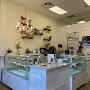 a display of cakes and pastries