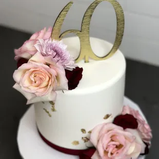 Birthday cake fresh flowers 60th birthday