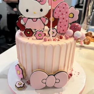 Hello Kitty 8&quot; cake with buttercream frosting &amp; royal icing cookies