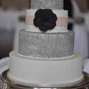 the cake studio - silver and eggplant wedding cake