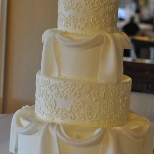 the cake studio - drape and scroll wedding cake