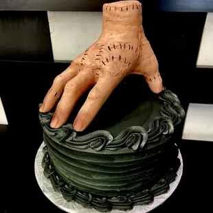 Wednesday Addams themed birthday cake