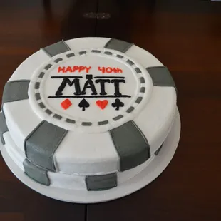 Staggered poker chip cake made by Lauren Mitchell