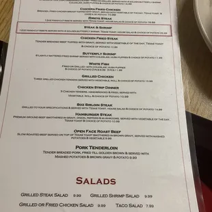 a menu on a table