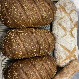 a variety of breads