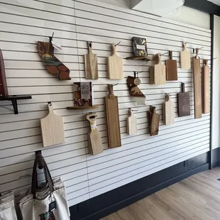 a wall of woodworking tools