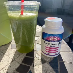 Green energizer and herbal supplements.