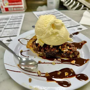 Whole Chocolate Pecan Pie w/ Vanilla Ice Cream