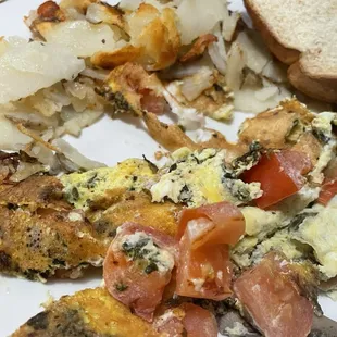 Tomato and spinach omelette