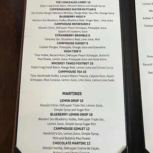 Drink menu
