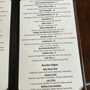 Drink menu