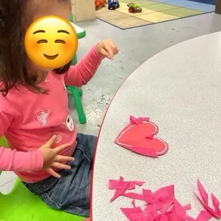 Practicing cutting and glueing