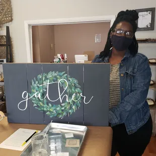 STEPHANIE BOOTH with an invitation to Gather at The Candle Booth.