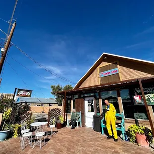 a man in a yellow rain suit