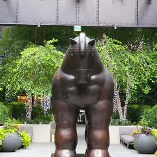 a bronze sculpture of a bear