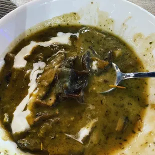 Mushroom Soup, which was excellent.  I forgot to take the picture before I ate it.  Oops!