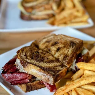 a sandwich and fries