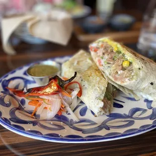 Carnitas rajas burrito