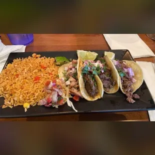 Street tacos and rice