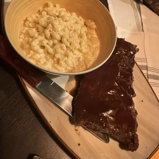 Baby back ribs half rack and Mac and cheese