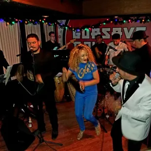 a group of people playing music
